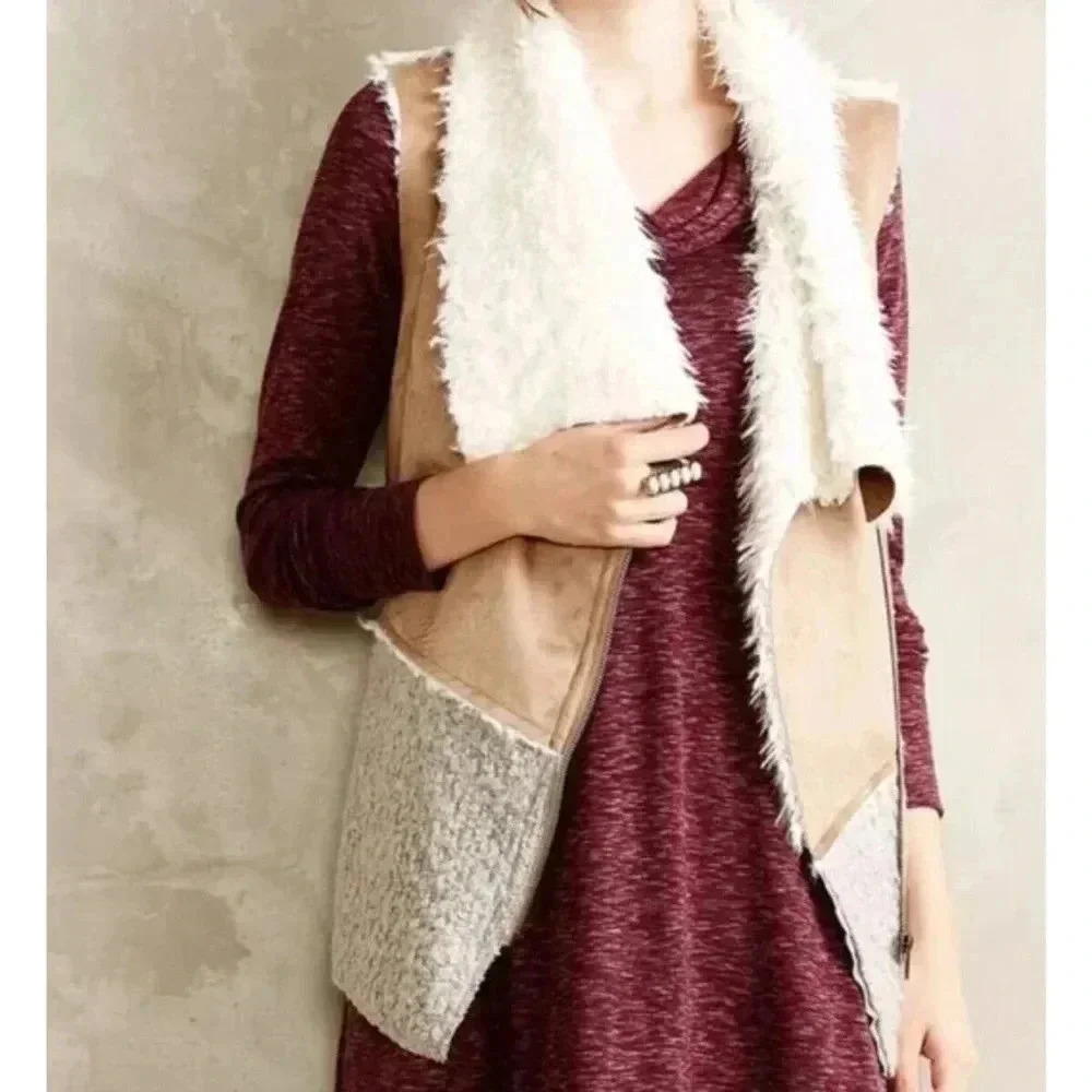 Saturday Sunday Anthro moto faux suede vest XSP $210